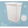Cesto de Roupas Juta Branco 45 Litros com Tampa 43x35x52cm - 4