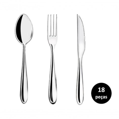 Jogo Talhares de Mesa Inox Prime Lagoa 18 Peças Garfo