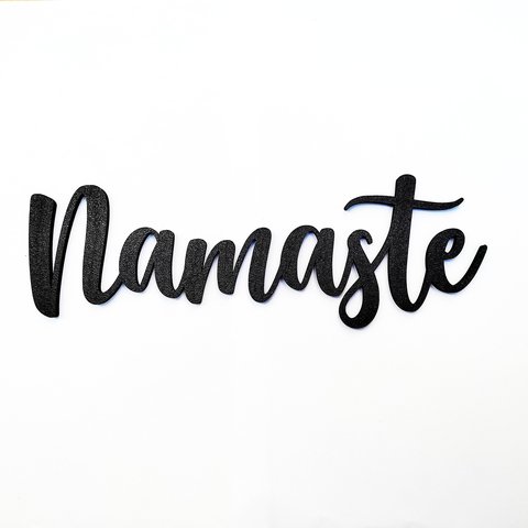 Quadro Namaste - Lettering, Adorno, Decoração, Zen, Yoga - 25 Cm - Toque 3D:Preto