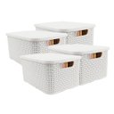 Ver imagem 1 de Kit 4 Cestos Organizadores Rattan de Plástico Resistente Médio Cesto Com Tampa Capacidade 8 Litros C