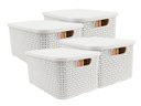 Ver imagem 1 de Kit 4 Cestos Organizadores Rattan de Plástico Resistente Médio Cesto Com Tampa Capacidade 8 Litros C
