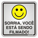 Ver imagem 1 de Placa de Alumínio Auto-adesiva 15x15cm Sorria Você Esta Sendo Filmado - 120 Aq - Sinalize Placa 15x1