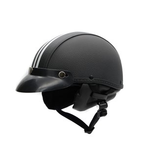 Capacete Coquinho Scooter Moto Elétrica Bike Couro Preto G