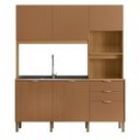 Ver imagem 2 de Cozinha Compacta 6 Portas 2 Gavetas Viva 179,3 cm Marrom Freijó/Caramelo