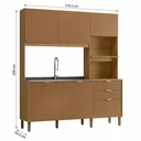 Ver imagem 3 de Cozinha Compacta 6 Portas 2 Gavetas Viva 179,3 cm Marrom Freijó/Caramelo