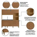 Ver imagem 5 de Cozinha Compacta 6 Portas 2 Gavetas Viva 179,3 cm Marrom Freijó/Caramelo