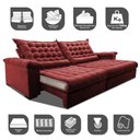 Ver imagem 3 de Sofá Retrátil e Reclinável 2,95m Molas Ensacadas Cama inBox Big Space com Bordado Velusoft
