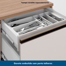 Balcão Etna para Pia Deslocada com Porta Talher 1 Porta e 3 Gavetas Poliman Moveis - 4