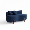Ver imagem 2 de Sofá Decorativo Curvo Orgânico Living Veludo Azul Marinho - Montanaris Decor