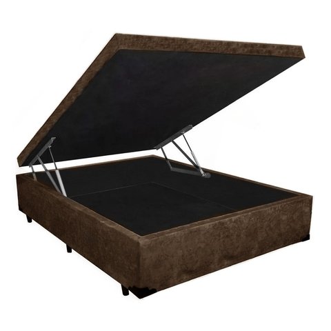 Cama Box Baú Casal Acolchões Suede Cinza 41x138x188