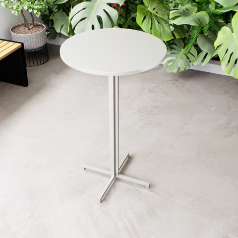 Mesa Alta Bar Bistrô Redonda Madeira Industrial White Don Castro Decor Conjunto de Mesas e Cadeiras
