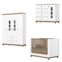 Ver imagem 1 de Quarto de Bebê Completo Aconchego 5 Portas 6 Gavetas com Vidro Branco/jequitibá - Henn