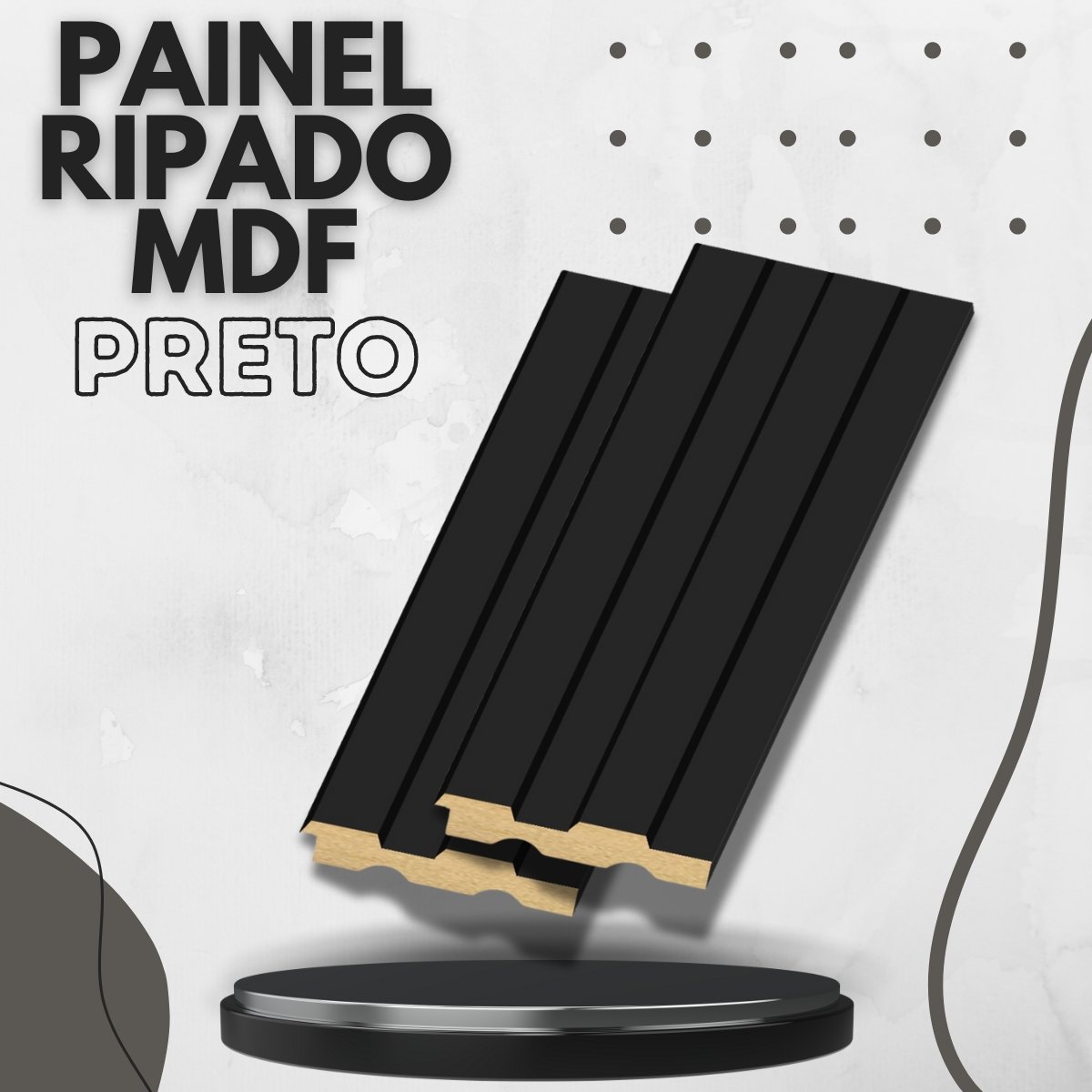 Painel Ripado Mdf 2700x62x18mm - Preto - 2