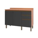 Ver imagem 1 de Balcão de Cozinha Modulado Macadâmia 120cm 2 Portas 3 Gavetas Freijo/Grafite - Telasul