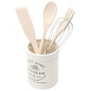 Ver imagem 2 de Conjunto 4 Utensílios Bambu com Suporte Cerâmica Sweet Home