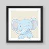 Quadro Infantil Elefante Espião - 20x20cm - Moldura Caixa Preto - 1