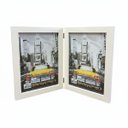 Ver imagem 2 de Porta Retrato Duplo Vertical 15x21 Moldura Madeira Premium:branco