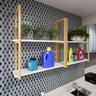 Prateleira Branca e Dourada Suspensa Estilo Industrial Sofisticada e Decorativa Mdf e Metal - 4