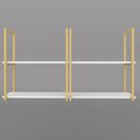 Ver imagem 2 de Prateleira Branca e Dourada Suspensa Estilo Industrial Sofisticada e Decorativa Mdf e Metal