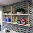 Ver imagem 6 de Prateleira Branca e Dourada Suspensa Estilo Industrial Sofisticada e Decorativa Mdf e Metal