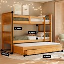 Ver imagem 2 de Treliche de Solteiro Madeira Maciça C/ Gavetas Woodstore Mel:mel