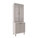 Ver imagem 1 de Cristaleira 80cm 2 Portas Vidro Balcão MDF 80cm Fendi com Branco Genialflex
