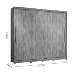 Guarda Roupa Portas de Correr Londres 100% MDF 8 Gavetas com Pés - Lanza:Noce Bronze Flex - 4