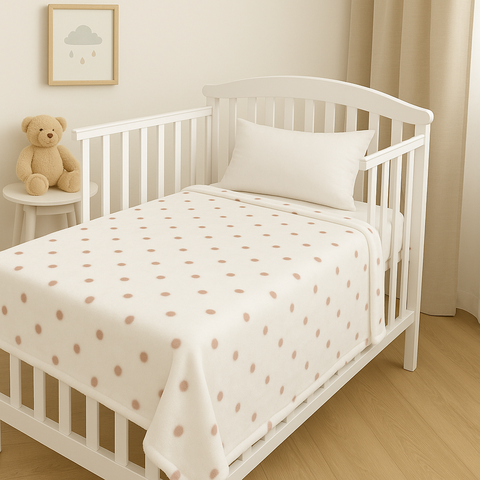 Cobertor de Berço Toque de Seda Poá 90x110cm - Branco/Rosa