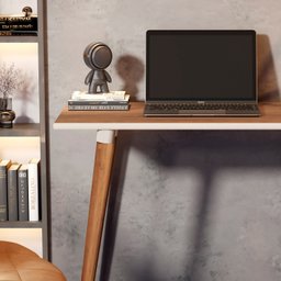 Mesa Escrivaninha Retrô em Mdf e Pés Palito de Madeira Freijó/off White - 2