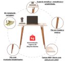 Ver imagem 3 de Mesa Escrivaninha Retrô em Mdf e Pés Palito de Madeira Freijó/off White