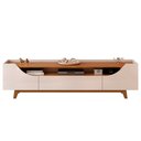 Ver imagem 1 de Rack para Sala Bancada de Tv 75 Pol 219cm Pés Madeira Giulia D04 Off White/freijó - Mpozenato