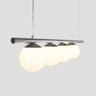 Lustre Pendente Figo Prata - 4 Globos Esfera de Vidro Branco - 3