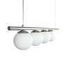 Lustre Pendente Figo Prata - 4 Globos Esfera de Vidro Branco - 4