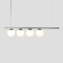 Ver imagem 2 de Lustre Pendente Figo Prata - 4 Globos Esfera de Vidro Branco