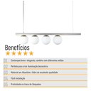 Ver imagem 7 de Lustre Pendente Figo Prata - 4 Globos Esfera de Vidro Branco