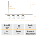 Ver imagem 6 de Lustre Pendente Figo Prata - 4 Globos Esfera de Vidro Branco