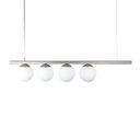 Ver imagem 1 de Lustre Pendente Figo Prata - 4 Globos Esfera de Vidro Branco