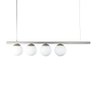 Lustre Pendente Figo Prata - 4 Globos Esfera de Vidro Branco - 1