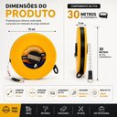 Ver mais imagens de Trena Longa 30 Metros Fita Metrica Retratil Manivela 30m Profissional com Trava Fibra Vidro Manivela