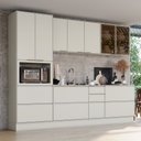 Ver imagem 1 de Cozinha Completa Fineze 8 Portas 8 Gavetas 100% MDF com Vidro Reflecta Areia Hp - Henn