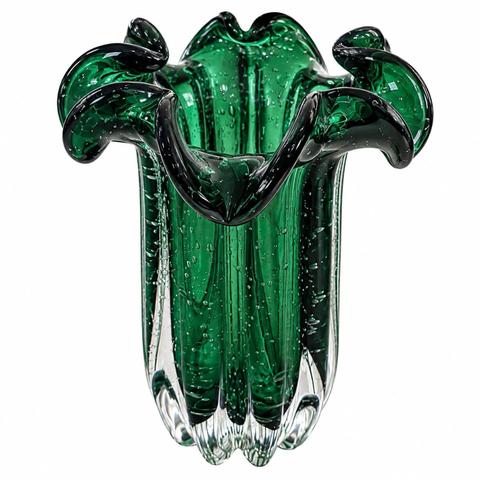 Vaso Vidro Italy Verde Esmeralda - Estilo Cristal Murano