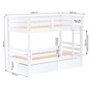 Ver imagem 4 de Beliche Infantil Dreams com 02 Gavetas e Grade de Proteção Madeira Maciça Branco Housin