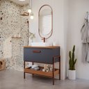 Ver imagem 2 de Armário Gabinete para Banheiro 80cm Mdf Porta e Prateleira Titanium