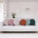 Ver imagem 3 de Capa Almofada Redonda Bouclé Drapeada 40cm Decorativa, Zíper Invisível Diversas Cores Cor:Verde Clar