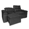 Sofá Retrátil e Reclinável 2 Lugares Verona 1,80m - Élpis Móveis - Veludo Preto - 4