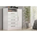 Ver imagem 1 de Cômoda de Quarto Madri C/ 1 Porta 1 Nicho e 5 Gavetas Branco - Acp