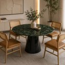 Ver imagem 4 de Mesa de Jantar Cone Redondo 160 cm Tampo Mármore Verde Guatemala Base Laca Preta