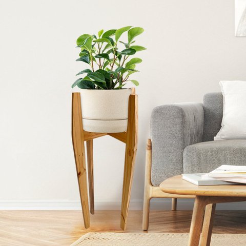 Porta Vaso de Madeira Natural Requinte 90 Cm