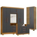 Ver imagem 1 de Conjunto de Quarto Casal Imperial Madri Versatile 7 Gavetas MDP Grafite Incorplac Móveis