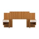 Ver imagem 6 de Cabeceira Bariloche Ripada Design Moderno Duas Mesa Cabeceira Flex para Cama Casal e Queen Nature